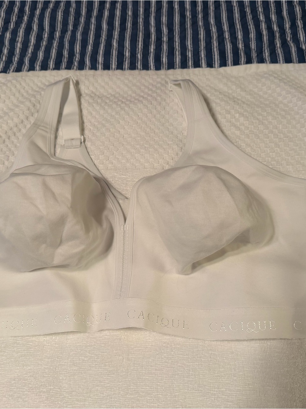 Cacique White Wireless Support Bra with Wide Band